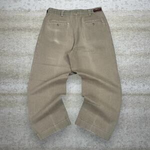 Vintage 90s Dress Pants 34x30 Baggy Wide Leg Fit Tan Canvas Heavy Duty